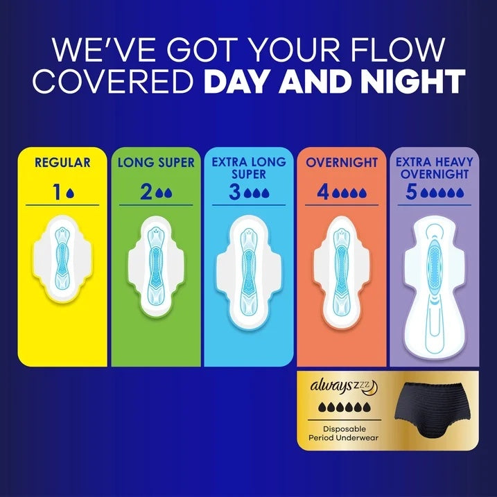 Always Maxi Overnight Pads Size 5 Unscented 52 Count