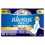 Always Maxi Overnight Pads Size 5 Unscented 52 Count