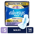 Always Maxi Overnight Pads Size 5 Unscented 52 Count