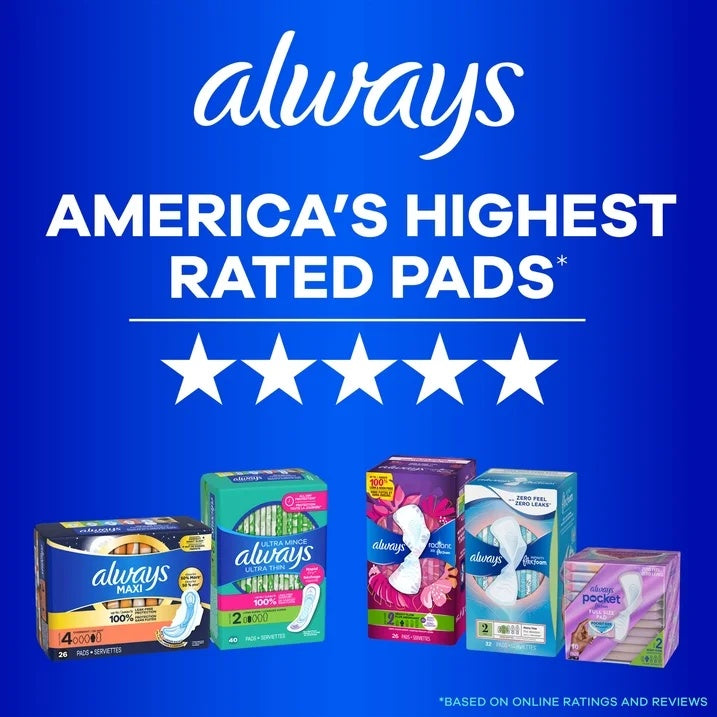 Always Maxi Overnight Pads Size 5 Unscented 52 Count